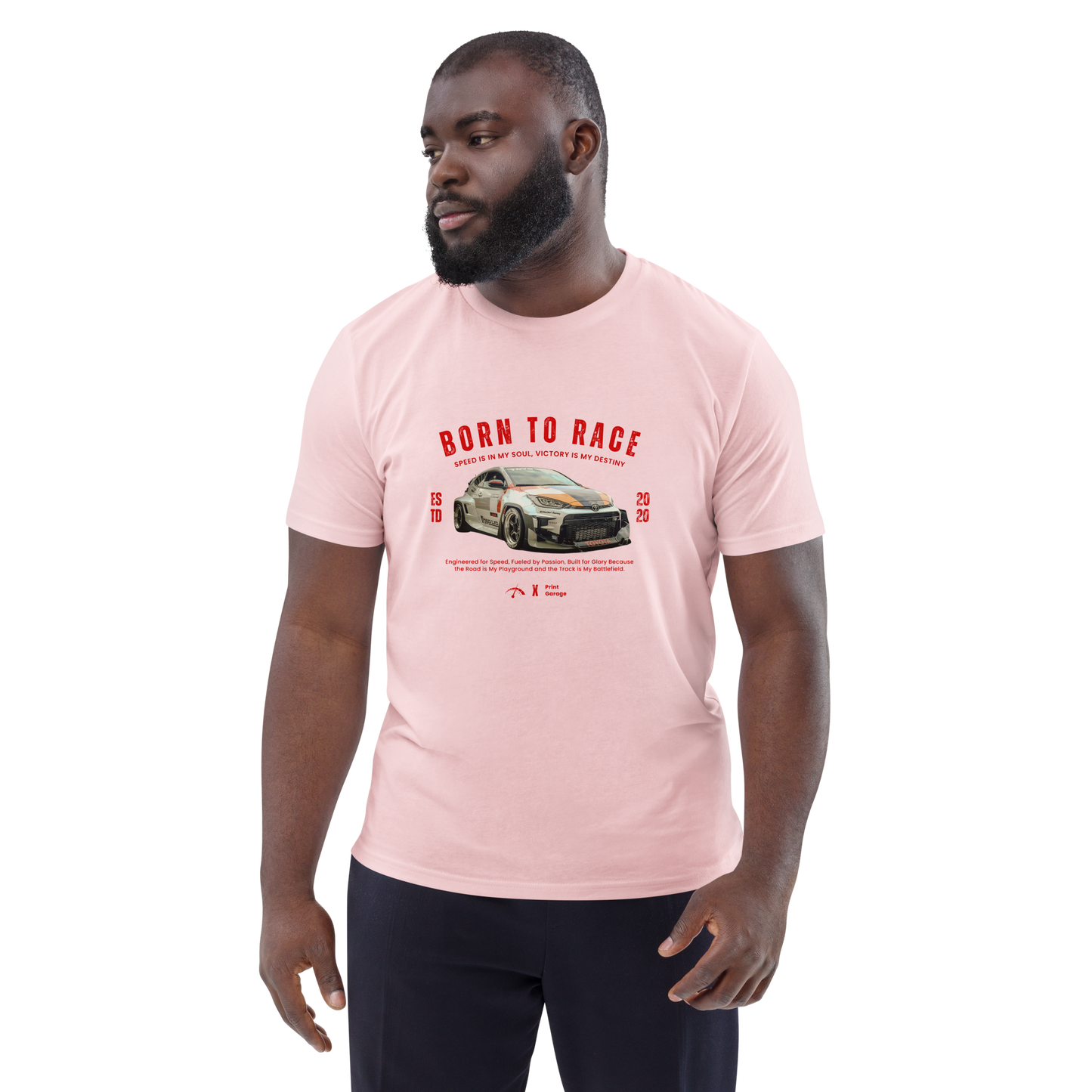 Koszulka Toyota GR Yaris "Born to Race"  – sportowy t-shirt dla miłośników aut, idealny prezent dla fanów motorsportu.