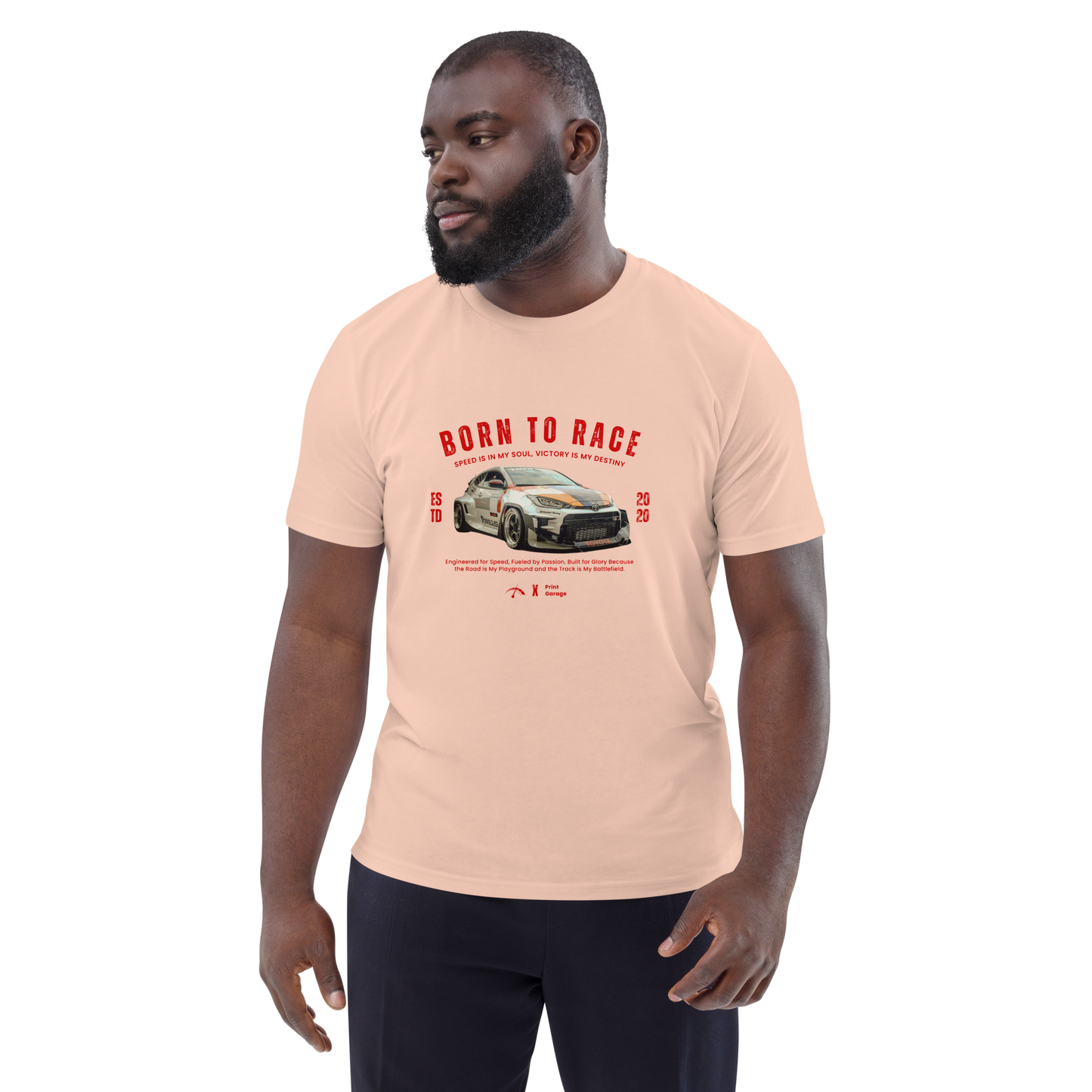 Koszulka Toyota GR Yaris "Born to Race"  – sportowy t-shirt dla miłośników aut, idealny prezent dla fanów motorsportu.