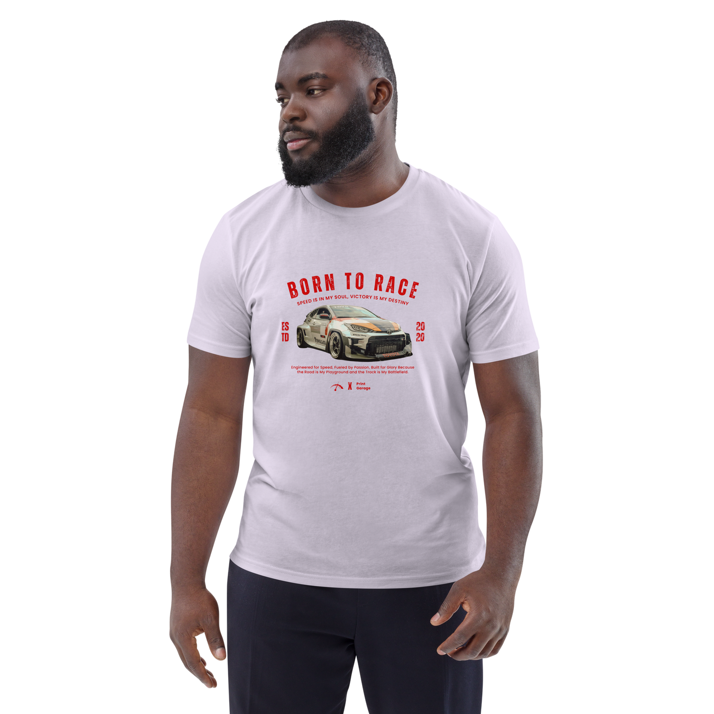 Koszulka Toyota GR Yaris "Born to Race"  – sportowy t-shirt dla miłośników aut, idealny prezent dla fanów motorsportu.